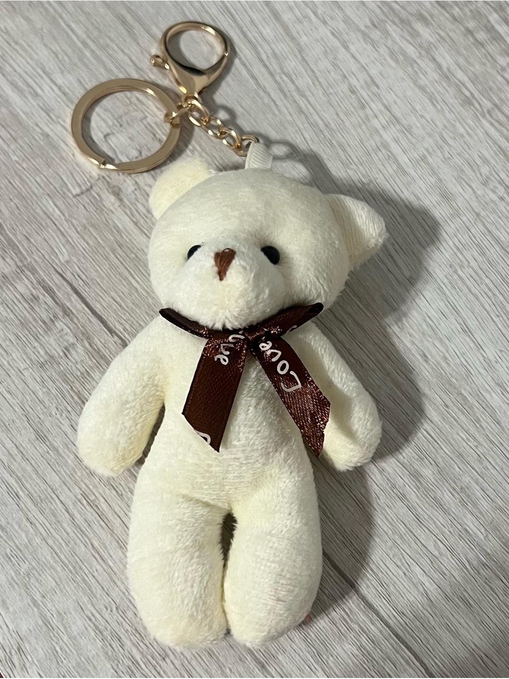 5/$25 Plush Teddy Bear Keychain with Brown Ribbon keychain